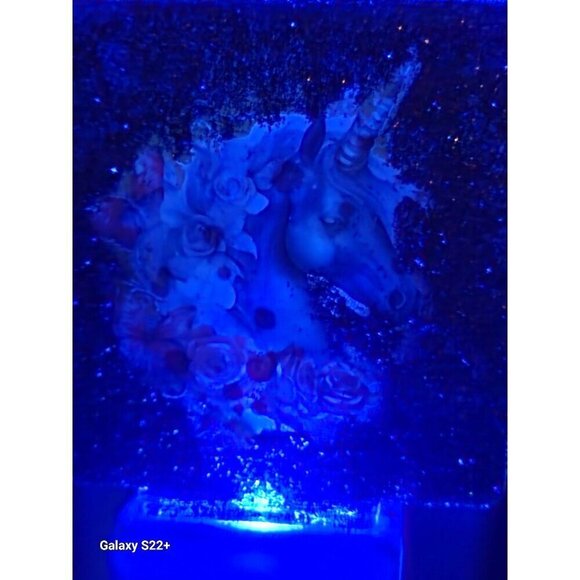 Unicorn-Themed Glitter Night Light With Red Roses & Sparkle Accents - Picture 3 of 10